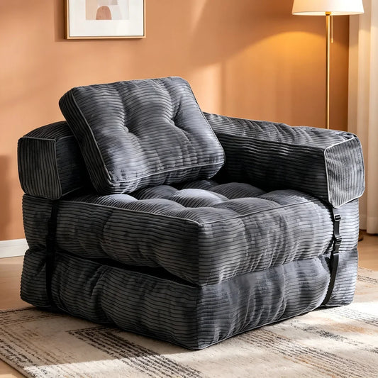 Canapé-lit Pliable 2-en-1 Confort Gris Clair