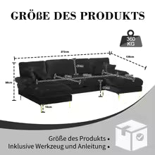 Canapé d'angle U Chenille Confortable