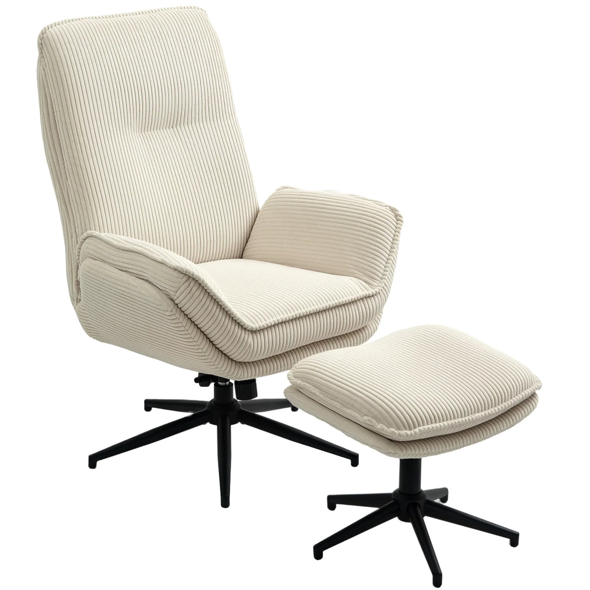 Fauteuil Salon Pivotant Velours Beige HOMCOM