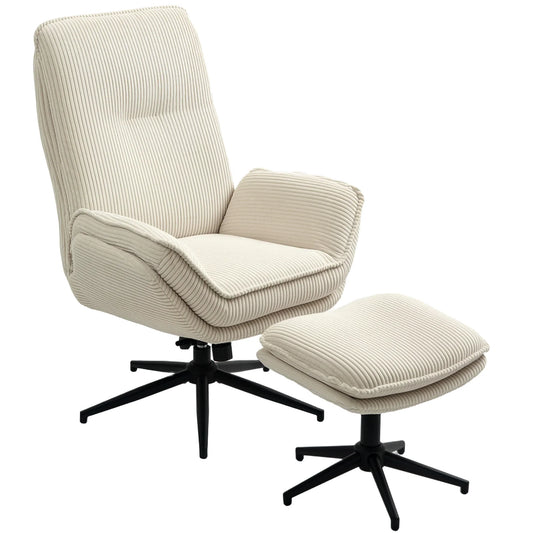 Fauteuil Salon Pivotant Velours Beige HOMCOM