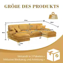 Canapé d'angle U Chenille Confortable
