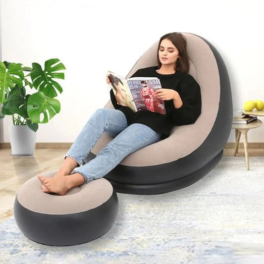 Canapé Gonflable Paresseux avec Tabouret