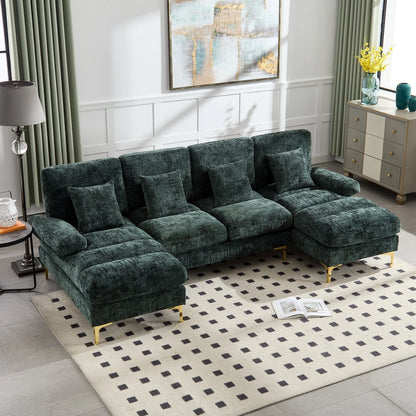Canapé d'angle U Chenille Confortable