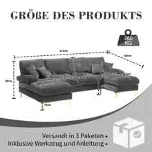 Canapé d'angle U Chenille Confortable