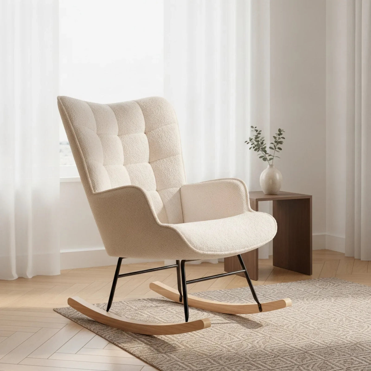 Fauteuil à bascule Anajqaqia Velours Teddy Beige