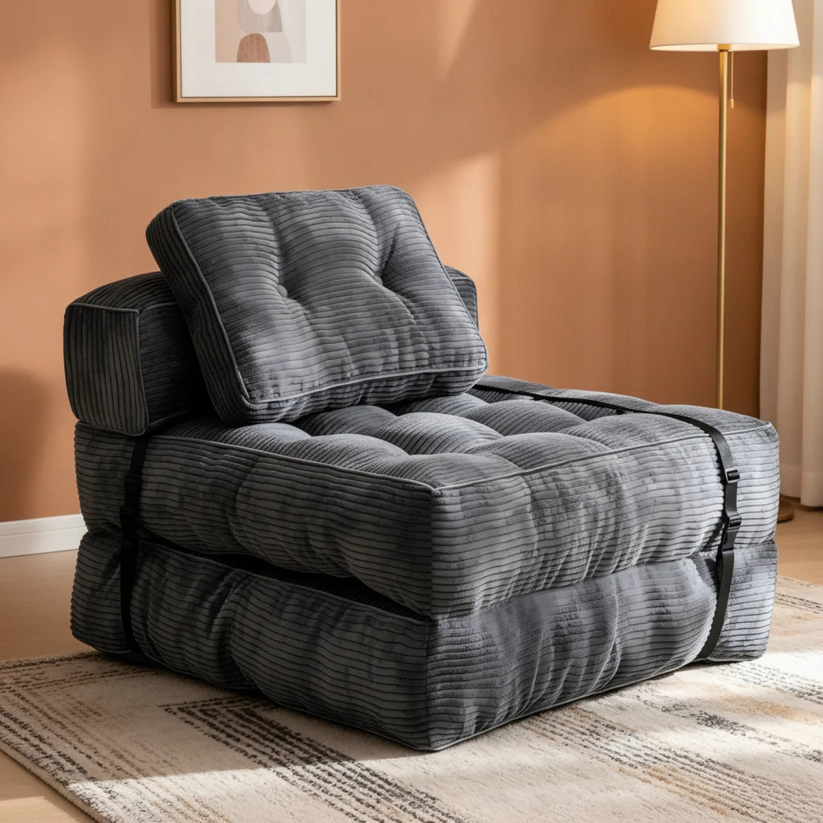 Canapé-lit Pliable 2-en-1 Confort Gris Clair