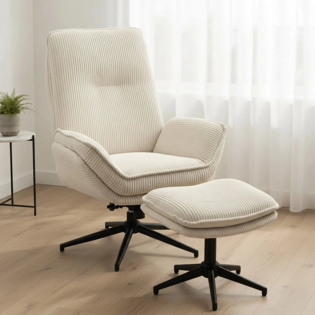 Fauteuil Salon Pivotant Velours Beige HOMCOM