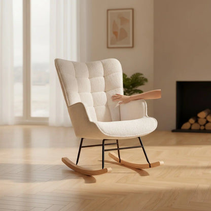 Fauteuil à bascule Anajqaqia Velours Teddy Beige
