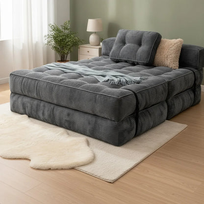 Canapé-lit Pliable 2-en-1 Confort Gris Clair