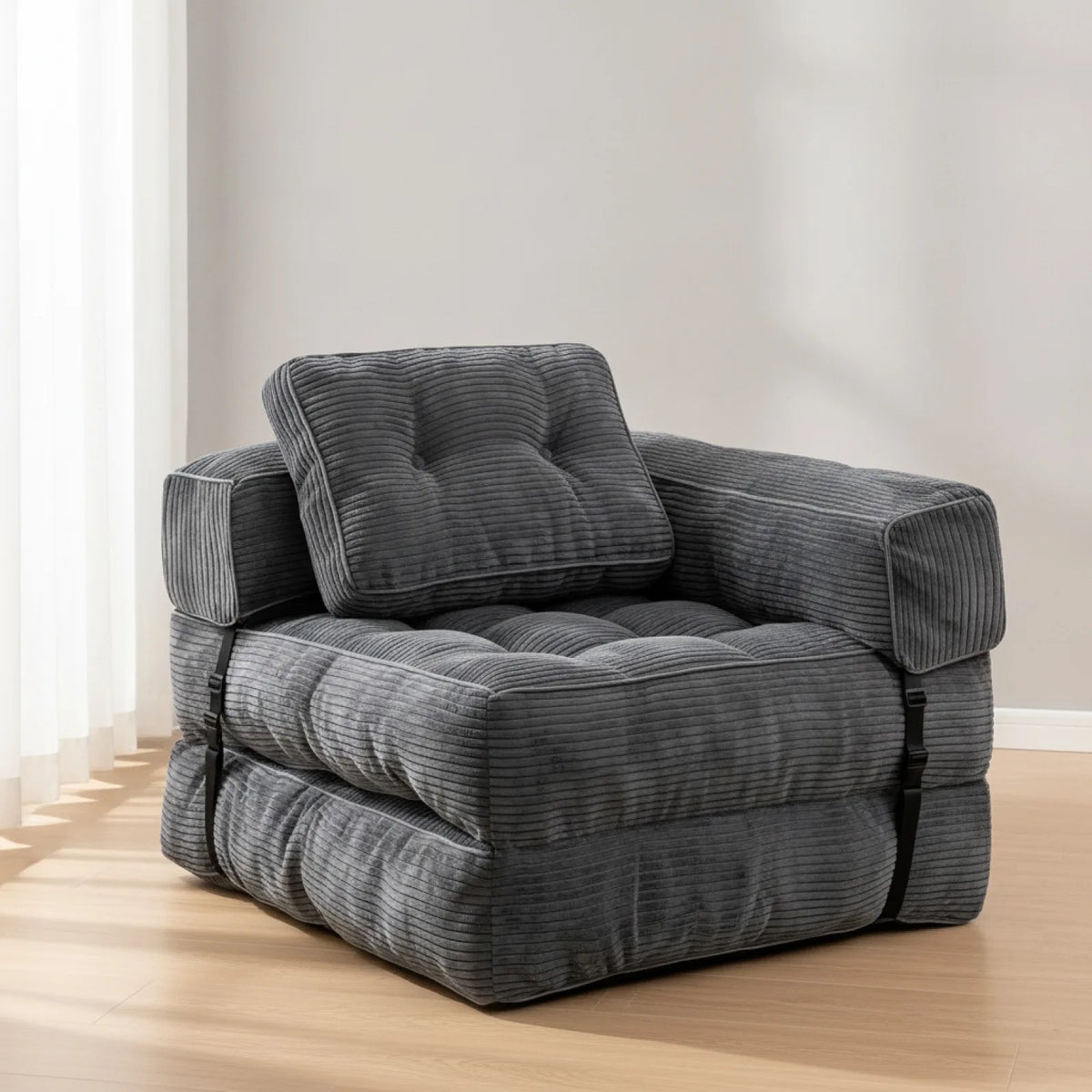 Canapé-lit Pliable 2-en-1 Confort Gris Clair