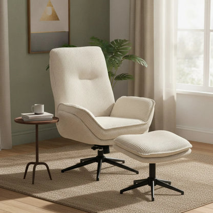 Fauteuil Salon Pivotant Velours Beige HOMCOM